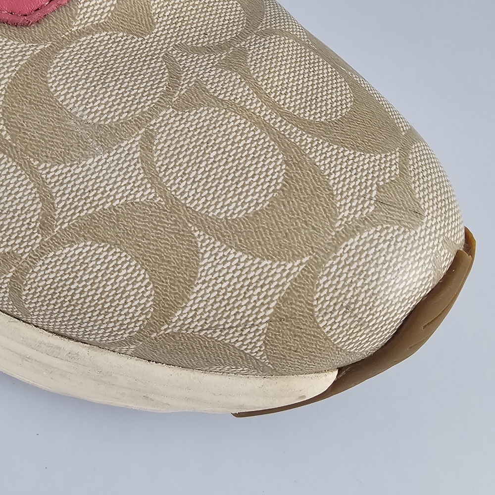 Coach Signature 270 Shoes Women's Size 10 Tech Runner Tan Pink Lace Up Sneakers - Picture 15 of 16